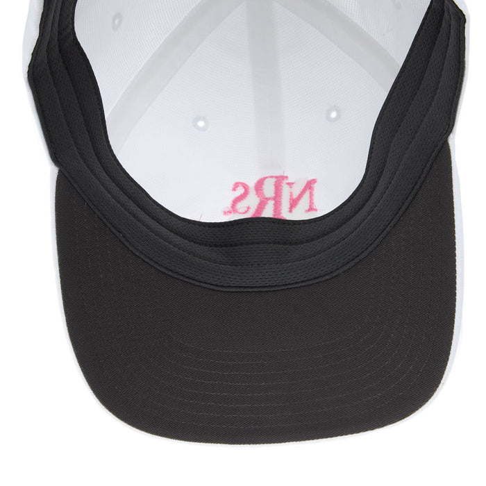 NRS Ride Ready White Solid Cap with Pink Lettering