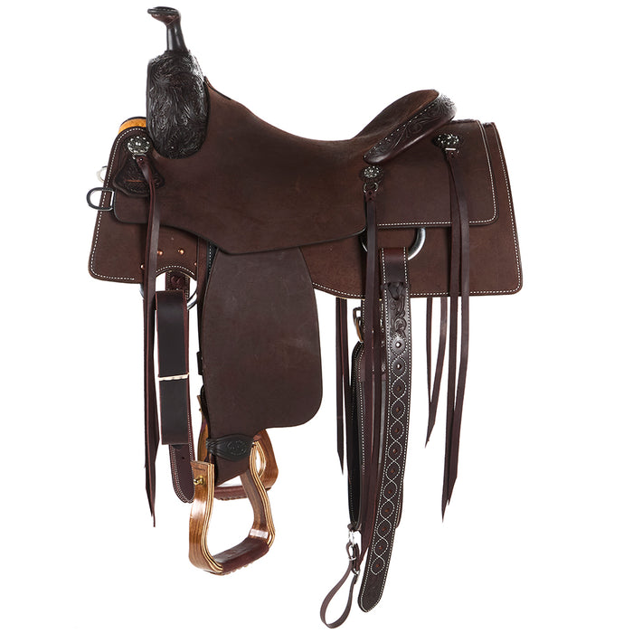 Martin Saddlery 15.5in Chocolate 1/8 Breed Prairie Flower Performance Saddle