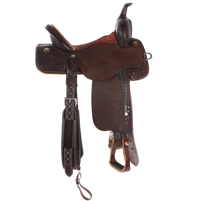 Martin Saddlery Chocolate 14in 1/2 Breed Coarse Weave BTR Barrel Saddle