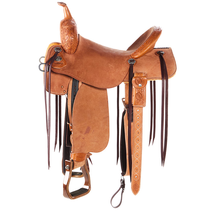 Martin Saddlery Natural 1/8 Breed Wyoming Flower 15in BTR Barrel Saddle