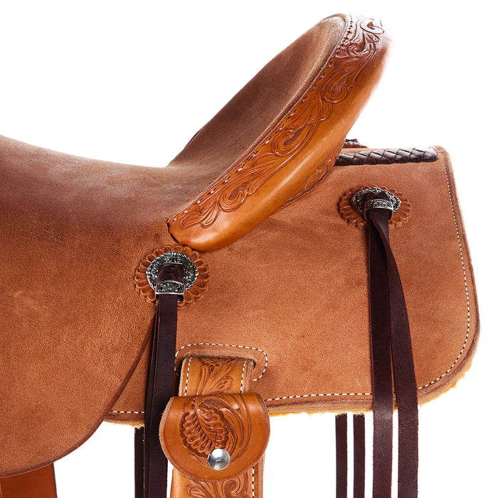 Martin Saddlery Natural 1/8 Breed Wyoming Flower 15in BTR Barrel Saddle