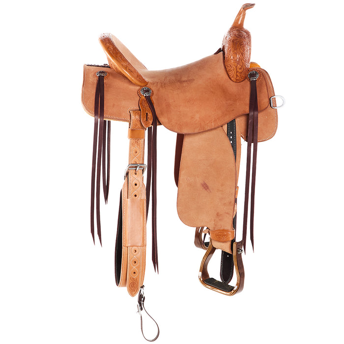 Martin Saddlery Natural 1/8 Breed Wyoming Flower 15in BTR Barrel Saddle