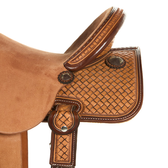 Martin Saddlery Natural 13.5in 1/2 Breed Coarse Weave BTR Barrel Saddle
