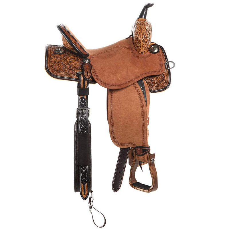 Martin Saddlery Natural 1/2 Breed Wyoming Flower 13 1/2 Inch BTR Barrel Saddle
