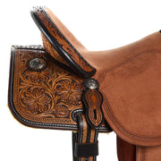 Martin Saddlery Natural 1/2 Breed Wyoming Flower 13 1/2 Inch BTR Barrel Saddle