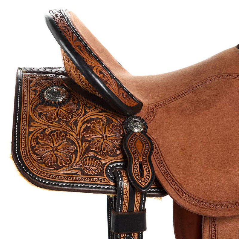 Martin Saddlery Natural 1/2 Breed Wyoming Flower 13 1/2 Inch BTR Barrel Saddle