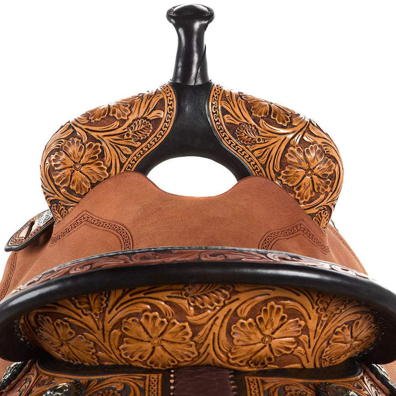 Martin Saddlery Natural 1/2 Breed Wyoming Flower 13 1/2 Inch BTR Barrel Saddle