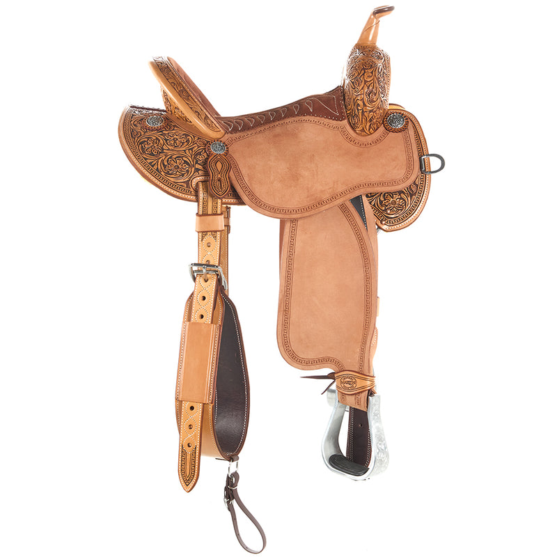Martin Saddlery Natural Antique 1/2 Breed Alpine Flower BTR Barrel Saddle