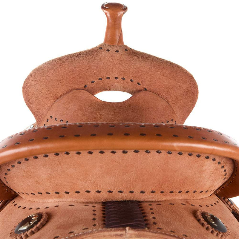 Martin Saddlery 14in Roughout Natural w/ Painted Buckstitch Stingray Barrel Saddle