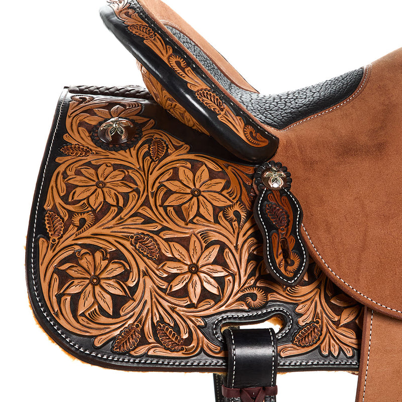 Martin Saddlery Dark Frame 1/2 Breed Desert Flower Stingray Barrel Saddle