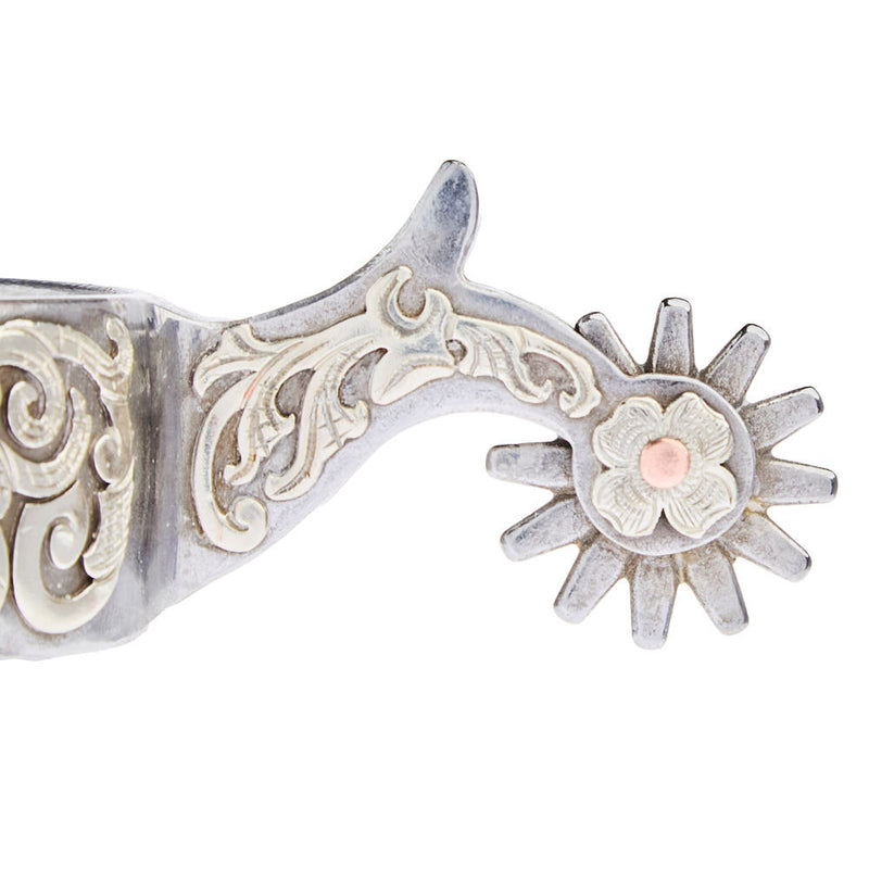 NRS Men's 1 1/4in Floral Trim and Copper Dot Spurs
