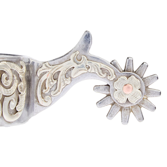 NRS Men's 1 1/4in Floral Trim and Copper Dot Spurs