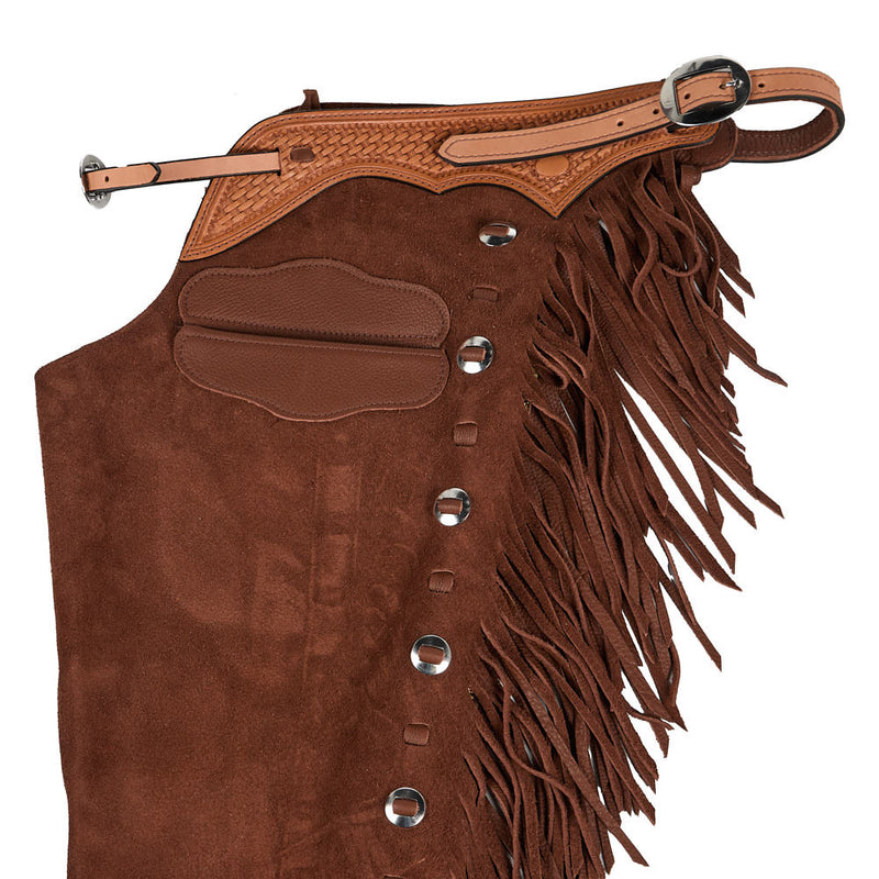 NRS Roughout Medium Brown Lace Chaps with Slotted Conchos