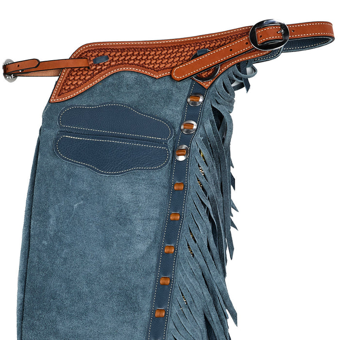 NRS Blue and Saddle Tan Lace Medium Chaps