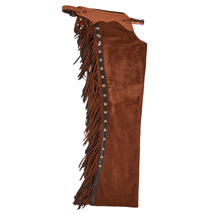 Nrs-K Bar J Leather Company Roughout Rust Brown and Taupe Lace Medium Chaps