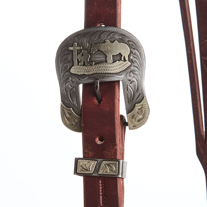Cowperson Tack 1`` Praying Cowboy Buckle Slit Ear Headstall