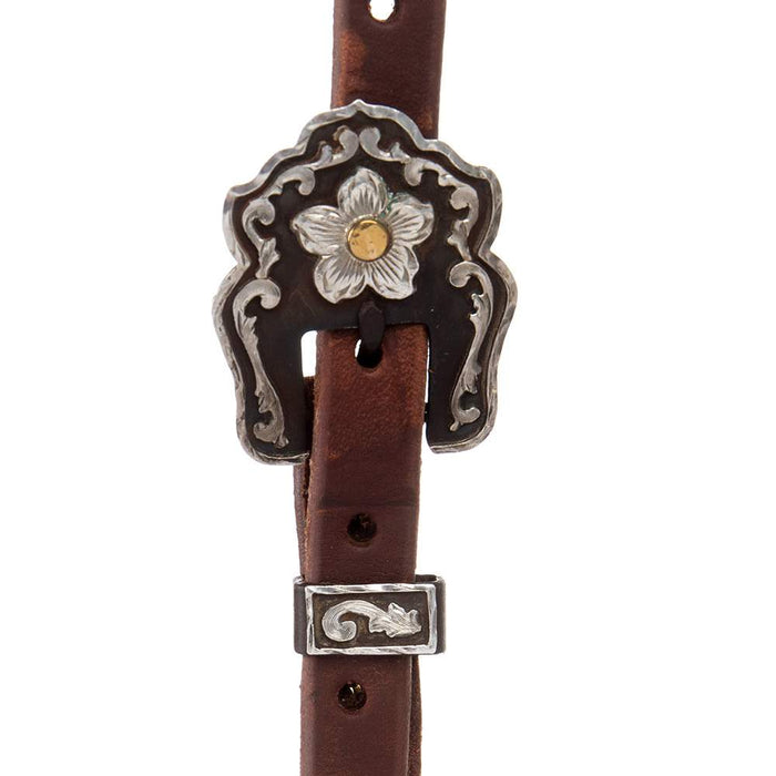 Cowperson Tack 5/8 Inch Antique Flower and Scroll Buckle Single Ear Headstall