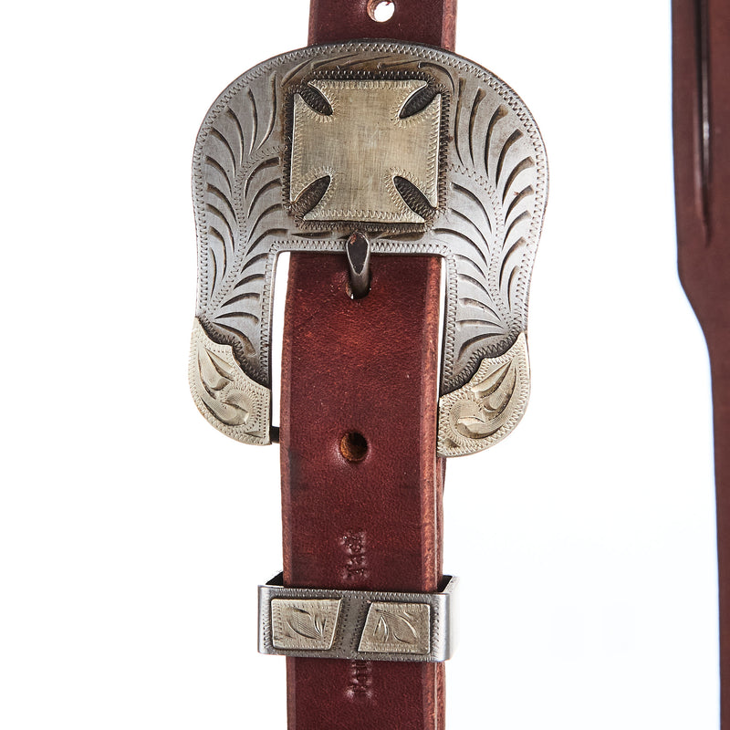 Cowperson Tack 1`` Wide Cross Buckle Slit Ear Headstall