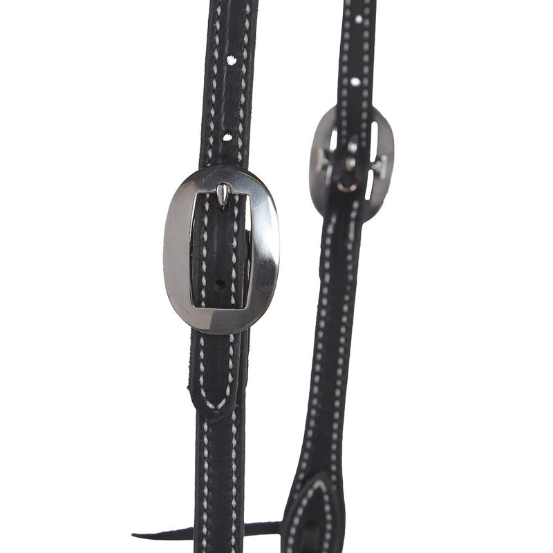 NRS Tack Black Stitched Double Ear Headstall