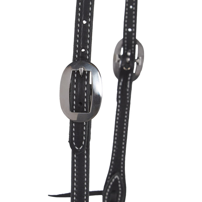 NRS Tack Black Stitched Double Ear Headstall