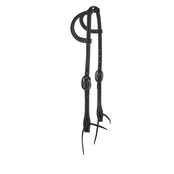 NRS Tack Black Stitched Double Ear Headstall
