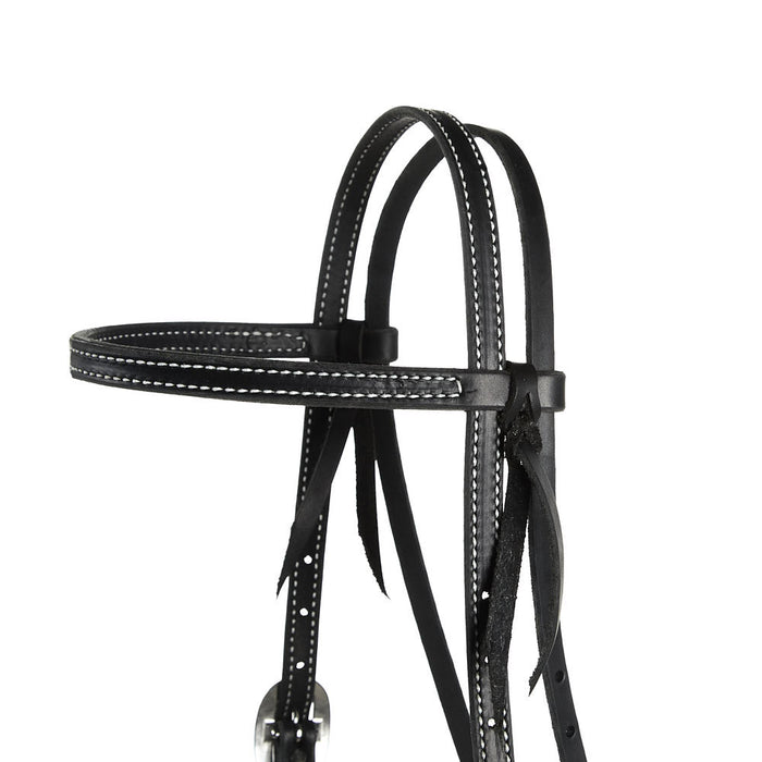 NRS Tack Black Stitched Straight Browband headstall