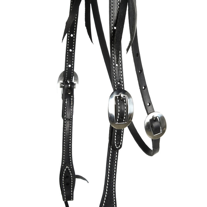 NRS Tack Black Stitched Straight Browband headstall
