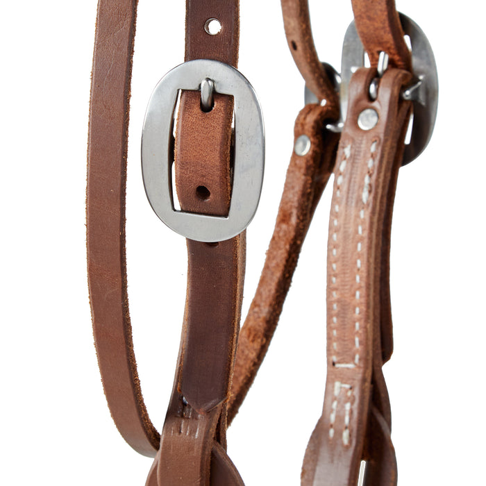 NRS TACK Oiled 5/8 Inch Single Ear Box Loop Headstall with Throat Latch