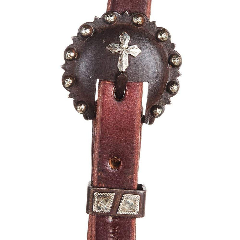 Cowperson Tack 5/8`` Brown Iron Cross Buckle Slot Ear Headstall
