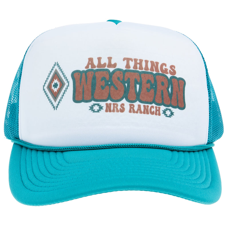 NRS National Ropers Supply Teal and White Cap