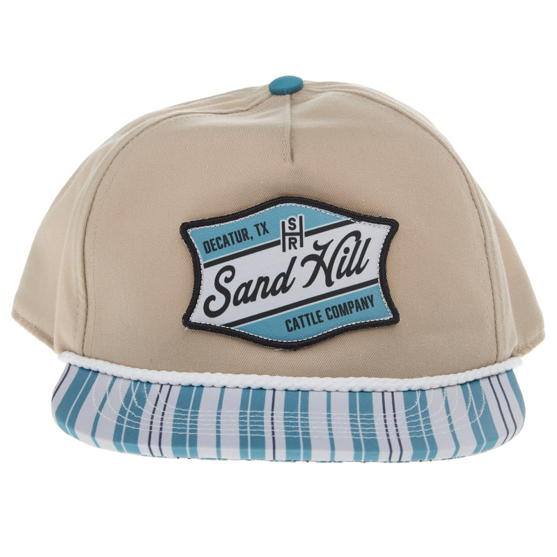 Sand Hill Ranch Cream and Stripe Flat Bill Cap