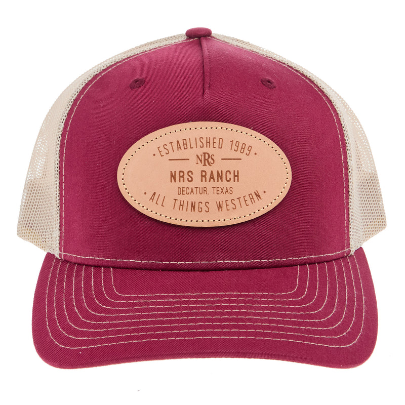 NRS Ranch Leather Patch Cardinal/Tan Cap