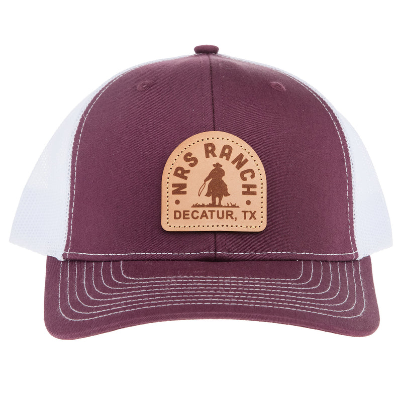 NRS Ranch Leather Patch Maroon/White Cap