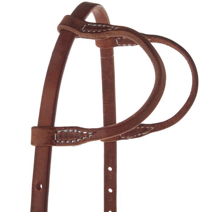 NRS Tack Natural Double Ear Headstall with Bit Tie Ends