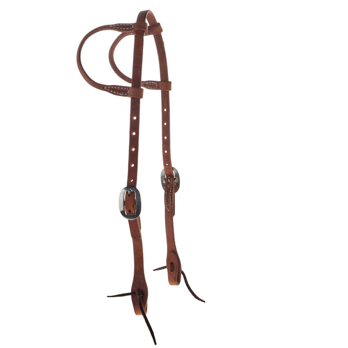 NRS Tack Natural Double Ear Headstall with Bit Tie Ends