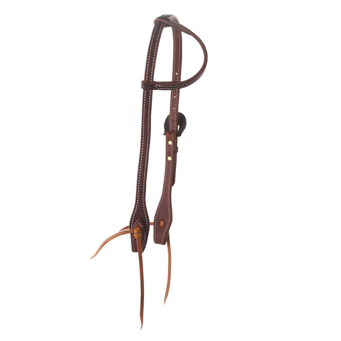 Cowperson Tack Dark Oiled Single Ear Headstall with American Flag Buckle
