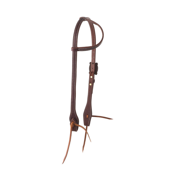 Cowperson Tack Dark Oiled Single Ear Headstall with Copper Floral Buckle