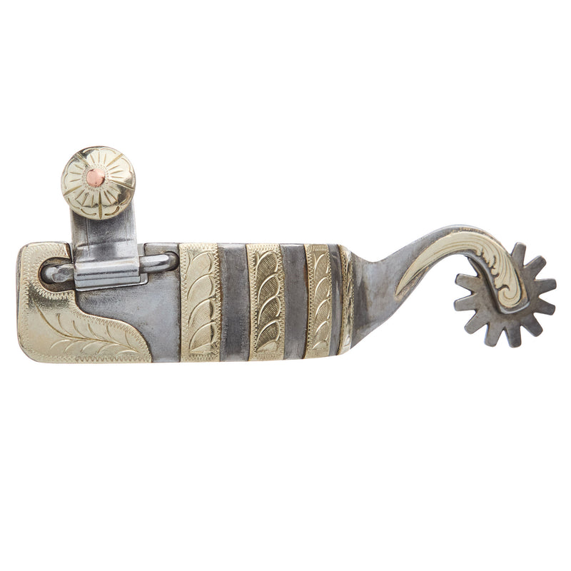 NRS Double Mounted Silver Engraved Men's Western Spurs