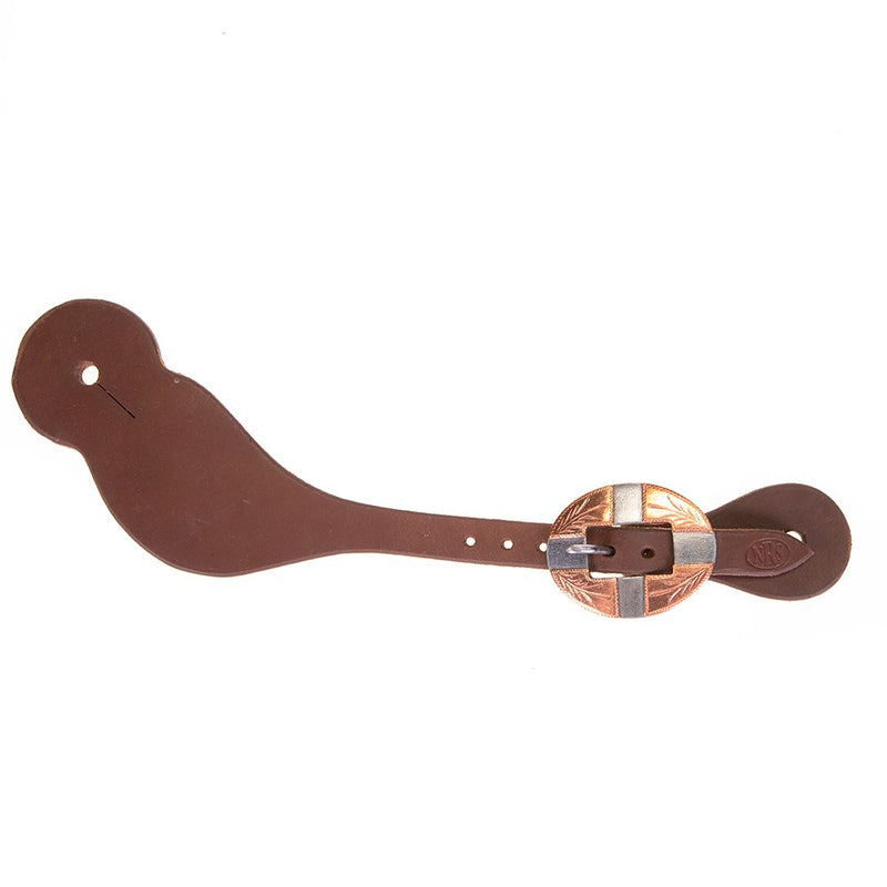 NRS TACK Oiled Dove Wing Spur Strap with Copper Bar Buckles