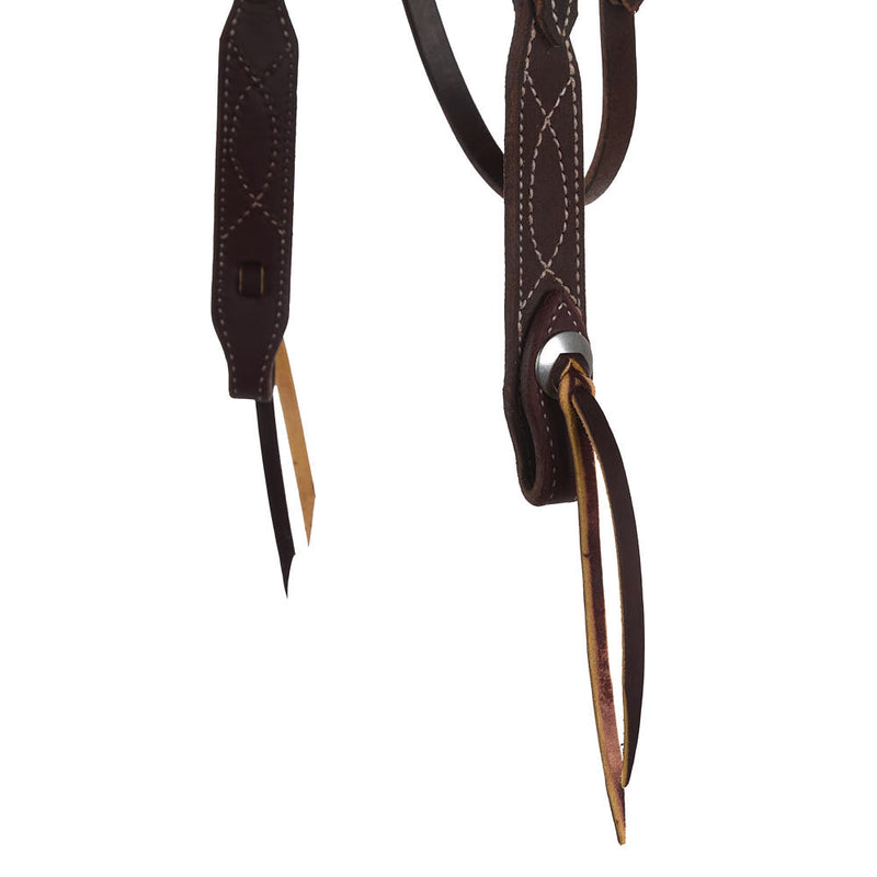 NRS Tack 3/4in Indian Tan Chocolate Roughout Rawhide Browband Headstall