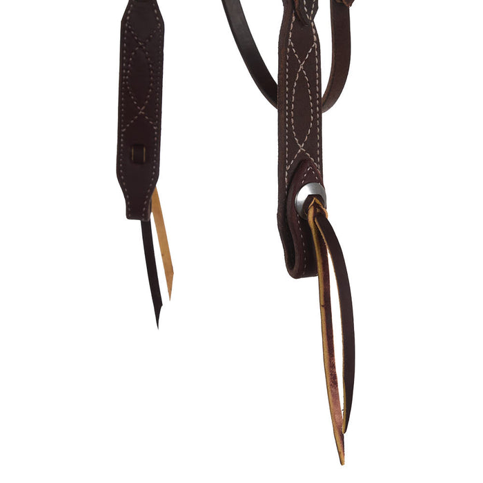 NRS Tack 3/4in Indian Tan Chocolate Roughout Rawhide Browband Headstall