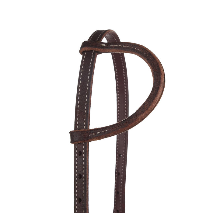 NRS TACK 3/4in Indian Tan Chocolate Roughout Rawhide Single Ear Headstall