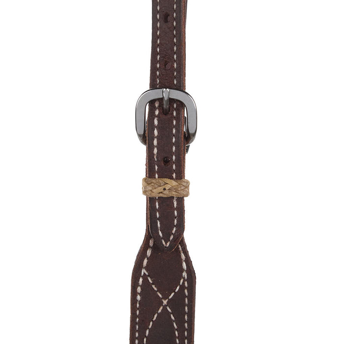 NRS TACK 3/4in Indian Tan Chocolate Roughout Rawhide Single Ear Headstall