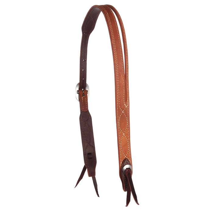 NRS TACK Figure 8 Stitch Roughout Golden Skirting Latigo Lined Slit Ear Headstall