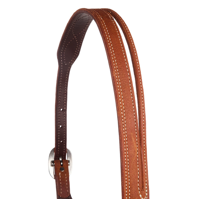 NRS TACK Figure 8 Stitch Roughout Golden Skirting Latigo Lined Slit Ear Headstall