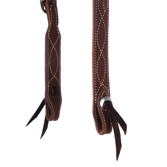 NRS TACK Figure 8 Stitch Oiled Harness Leather Split Ear Headstall