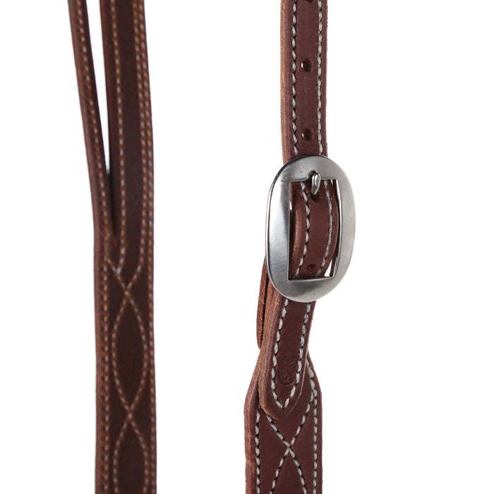 NRS TACK Figure 8 Stitch Oiled Harness Leather Split Ear Headstall
