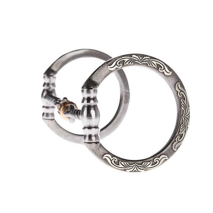 NRS Silver Floral Twisted Wire Copper Dogbone Snaffle Bit