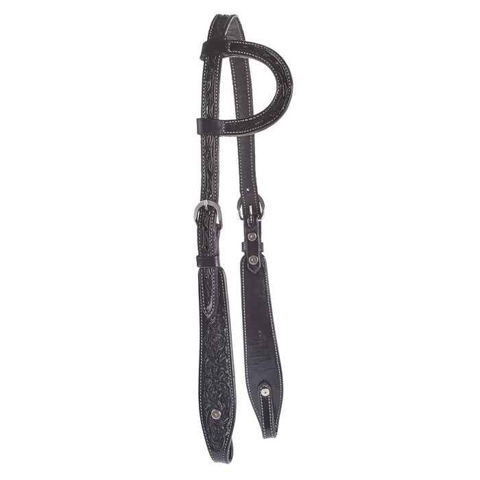 Just Rope It Floral Tooled Single Ear Headstall with Buckles