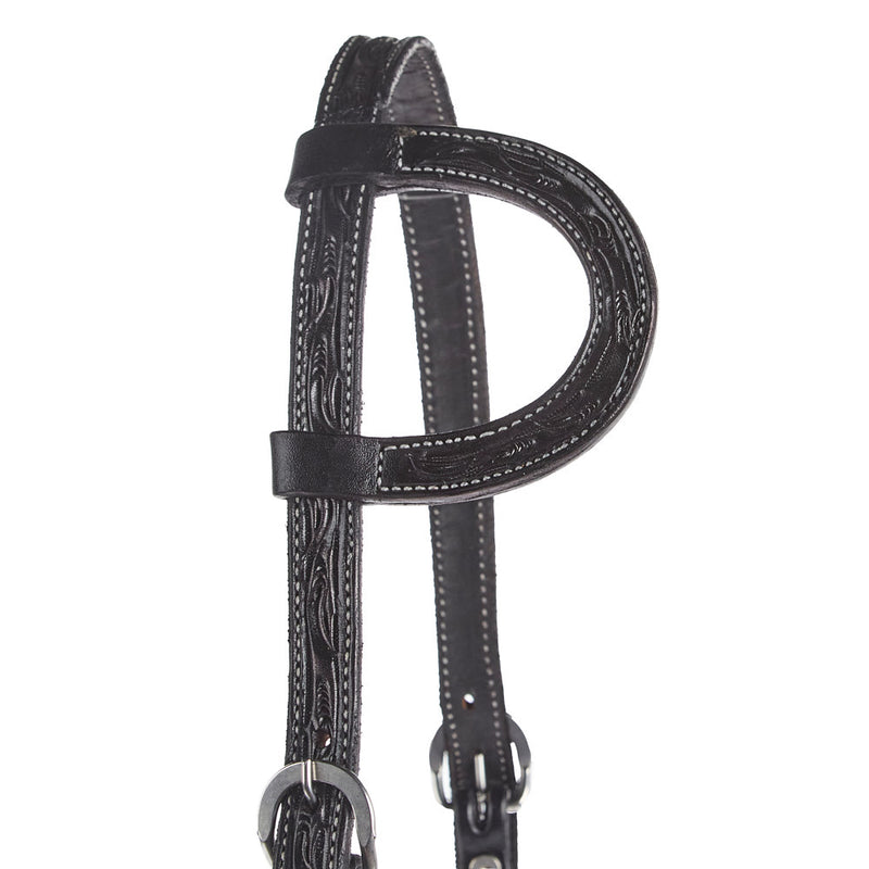 Just Rope It Floral Tooled Single Ear Headstall with Buckles